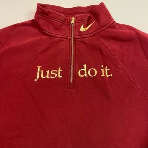Nike Women’s Sportswear Shine Funnel Neck Half Zip Cropped Top Size Small
